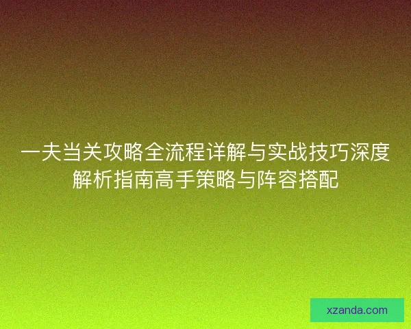 一夫当关攻略全流程详解与实战技巧深度解析指南高手策略与阵容搭配
