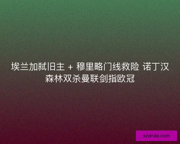 埃兰加弑旧主 + 穆里略门线救险 诺丁汉森林双杀曼联剑指欧冠